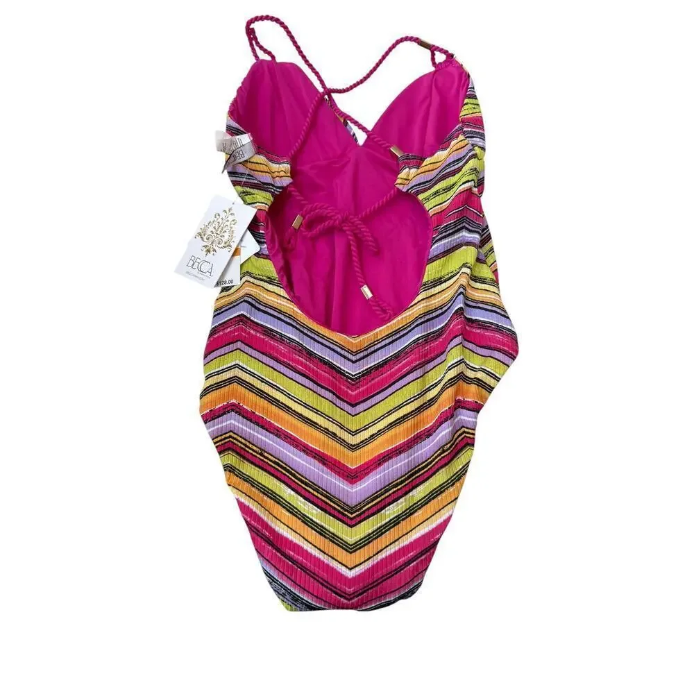 Becca Women's Pink Farah Reversible One Piece Size S